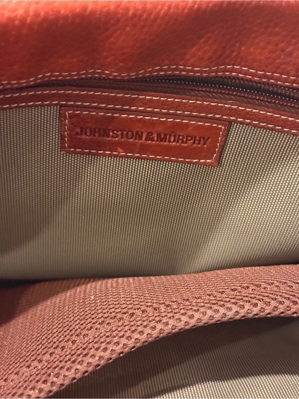 Johnston & Murphy Men's Distressed Leather Briefcase in Burnt Copper
